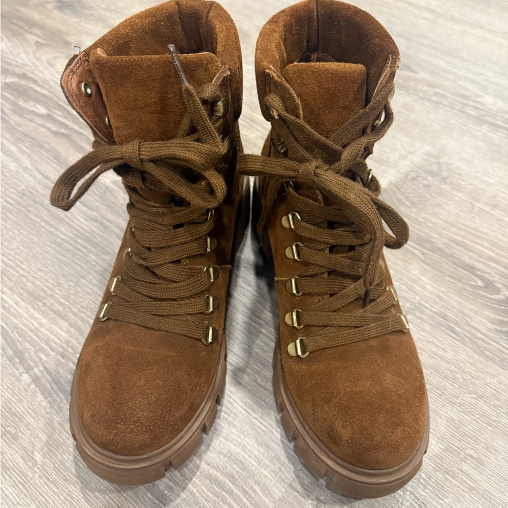 Steve Madden INT01S1 Chestnut Suede Hiking Ankle Boots